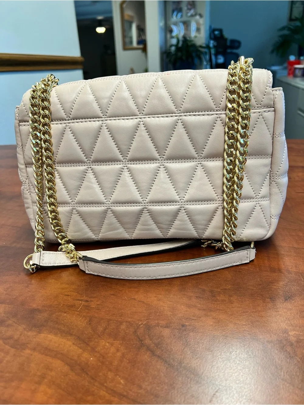 Michael Kors Quilted Sloan  Crossbody Bag in Pale Pink with Gold Hardware